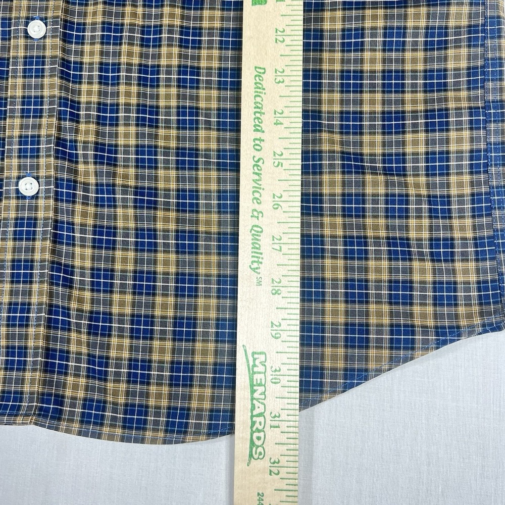 LL Bean Shirt Plaid Blue Tan Cotton Mens M Regular 502253 - Picture 7 of 9
